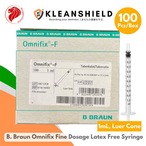 B BRAUN Omnifix 1ml Fine Dosage Latex Free Luer Cone Syringe 100pcs Box