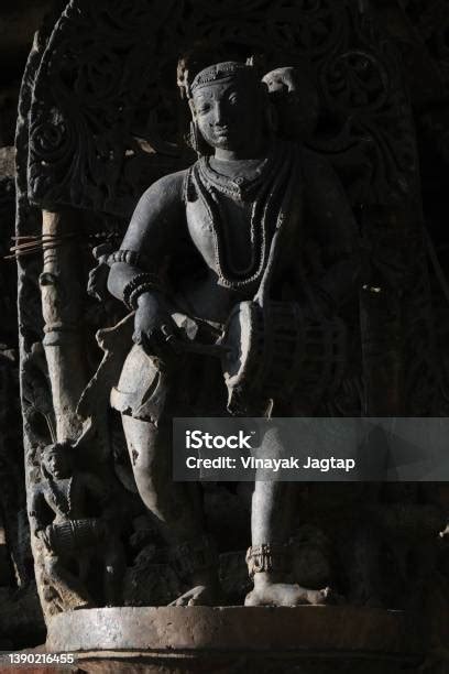 Stone Sculpture With Selective Focus 12th Century Hindu Temple Ancient