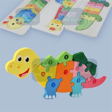 Jual Mainan Edukasi Anak Papan 3D Rainbow Puzzle Wooden Buaya Giraffe