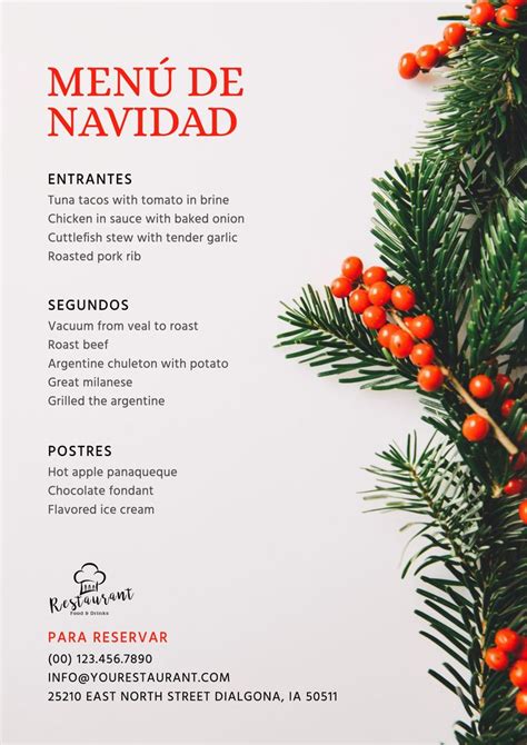 Plantilla De Menú De Navidad A Editar Plantillas De Menú Navidad