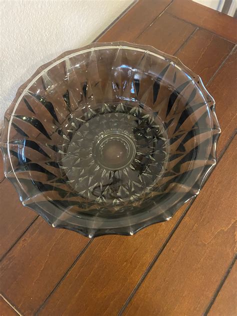 Libbey Glass Smoke Gray Diamond Scroll Pattern Bowl Stuff Older Than Me