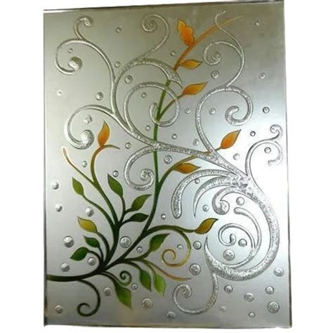 Multicolor 10mm Thick Laminated Flat Shape Decorative Etching Glass At