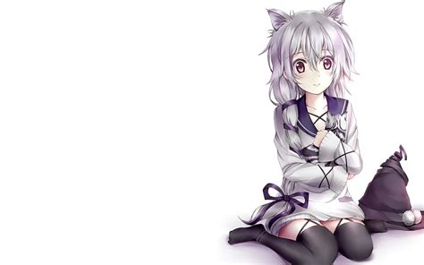 White Haired Female Anime Character Sitting Hd Wallpaper Wallpaper Flare