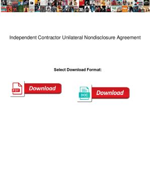 Fillable Online Independent Contractor Non Disclosure Agreement