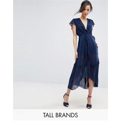 True Decadence Tall Flutter Sleeve Midi Dress With Frill Trim 115