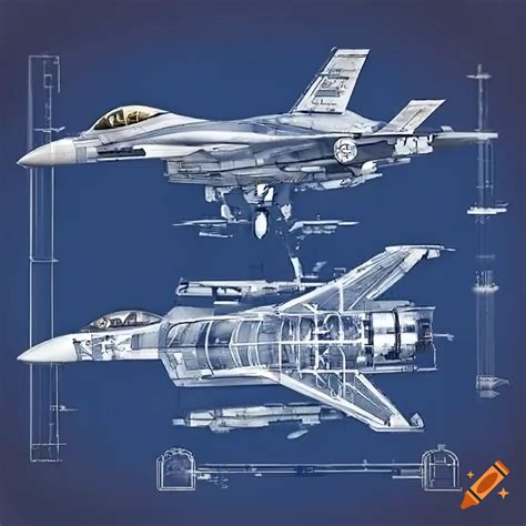 F 16 Fighting Falcon Blueprint On Craiyon