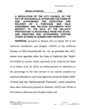 Fillable Online Cityofwatsonville D City Council Resolution No