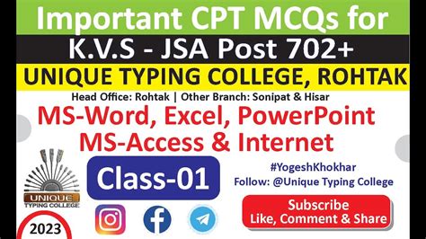 CPT Class 01 Preparation For KVS JSA EXAM Kvs Cgl Ssccgl Chsl