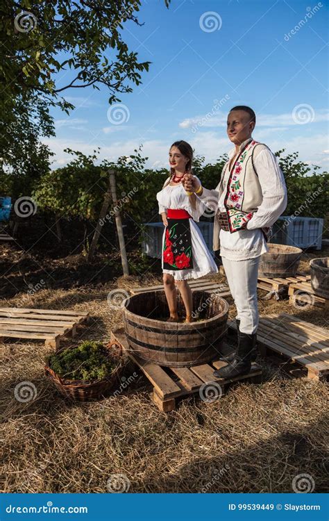 Young People in Moldovan National Dress Poses during the Manufacture of ...