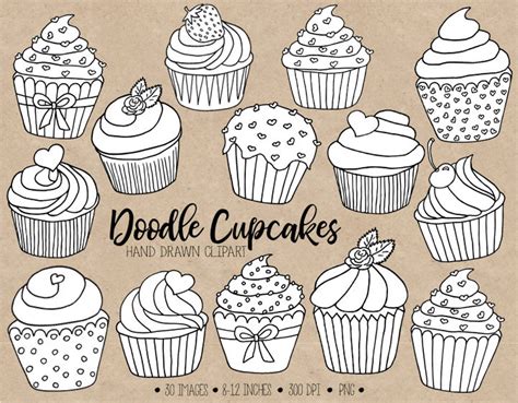 Black And White Cupcake Clipart