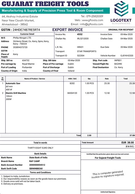 Gst Export Invoice Format In India Free Gst Billing Software For