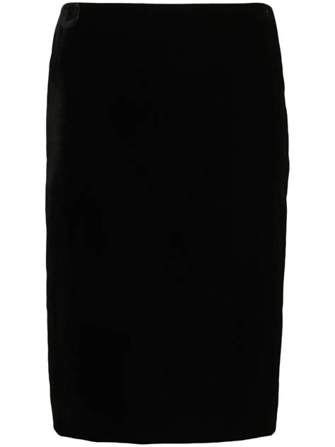 Saint Laurent Velvet Midi Skirt Black Farfetch