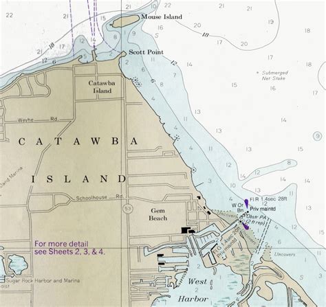 Nautical Map Of Catawba Island Lake Erie Etsy