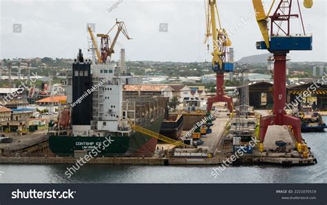 Willemstad Curacao Container Ship Conship Stock Photo