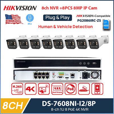 Hikvision Ch Poe Nvr Cctv System K Mp Ip Camera Colorvu Ir Dual