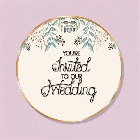 Premium Vector | You are invited to our wedding text in gold circle ...