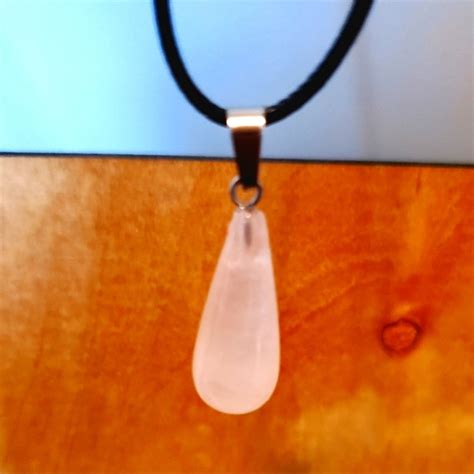 Jewelry Rose Quartz Tear Drop Natural Stone With Black Cord With