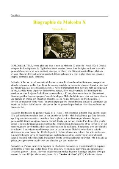 Biographie de Malcolm X Lycée Chateaubriand de Rome