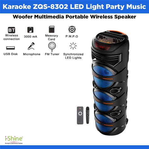 Karaoke Zqs Led Light Party Music Woofer Multimedia Portable