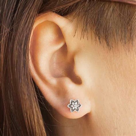 Sterling Silver Flower Mandala Post Earrings