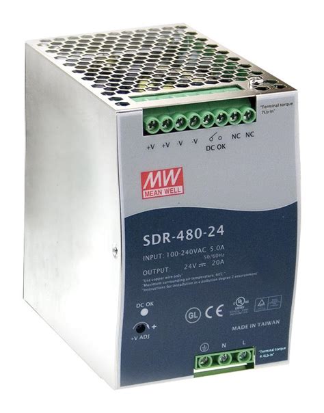 SDR 480 48 Mean Well AC DC DIN Rail Power Supply PSU ITE 1 Output