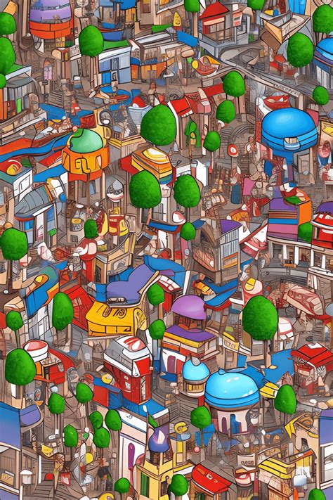 Fantasy City Where Is Waldo Style Realistic Illustration Creative Fabrica