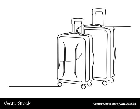 Continuous One Line Drawing An Suitcases Vector Image