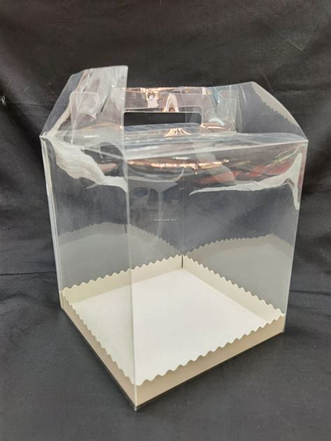 XMSW 4 5 6 7 Inch PET Transparent Handle Cake Box With White Cake Board