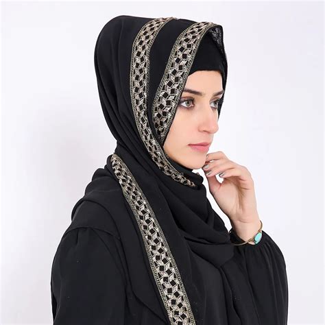 Brand Muslim Plain Chiffon Scarf Turban Solid Headband Burka Abaya