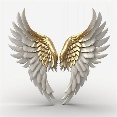 Two White And Gold Wings Are Facing Each Other