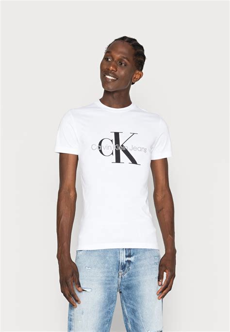 Calvin Klein Jeans Core Monogram T Shirt Print Bright White Weiß