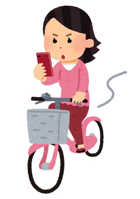 自転車スマホのイラスト（女性） かわいいフリー素材集 いらすとや