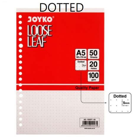 Jual Loose Leaf Joyko Ukuran A Polos Garis Kotak Titik Warna