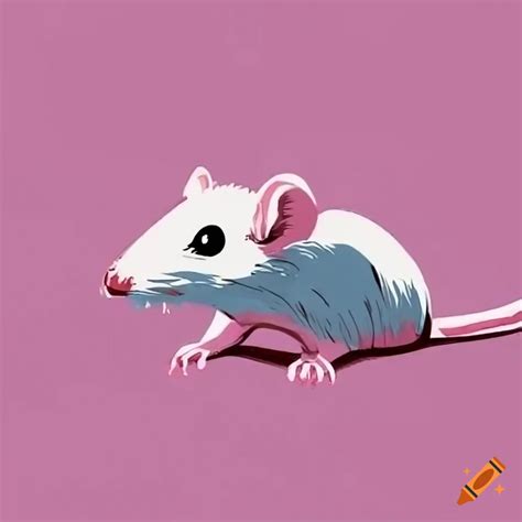 Cute White Mouse With A Pink Tail