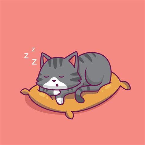 Chat Mignon Dormant Sur L illustration De Dessin Animé D oreiller