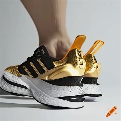 Gold Adidas Running Shoes With Carbon High Sole