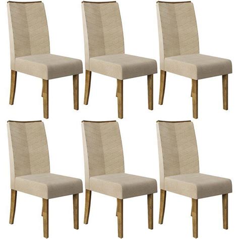 Kit Cadeiras De Jantar Tronco Ripado Suede Nude DJ Moveis Dj Móveis Móveis de