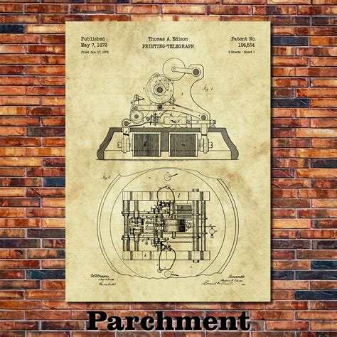 Edison Printing Telegraph Patent Print Art 1872 Etsy