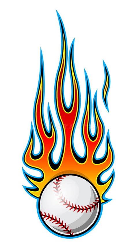 Flaming Baseball Softball Ball Vector Cartoon Burning With Fire Flames