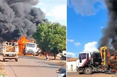 Caminh O Pega Fogo Ap S Colis O Fia O El Trica Em Piracuruca