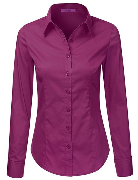 La Basic Womens Long Sleeve Button Down Collared Shirts S