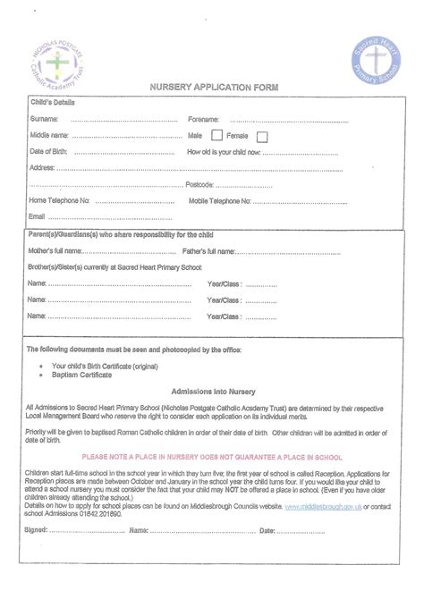 Nursery Application Form Pdf Google Drive