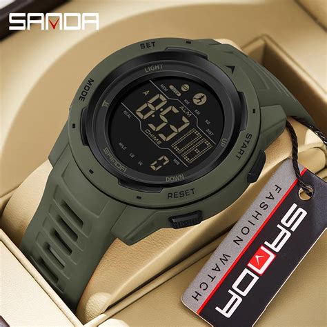 SANDA Montre Num Rique LED Tanche Pour Homme Fitness Course Pied Sport