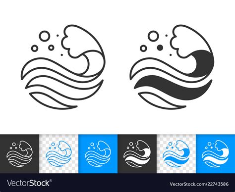 Water wave simple splash black line icon Vector Image