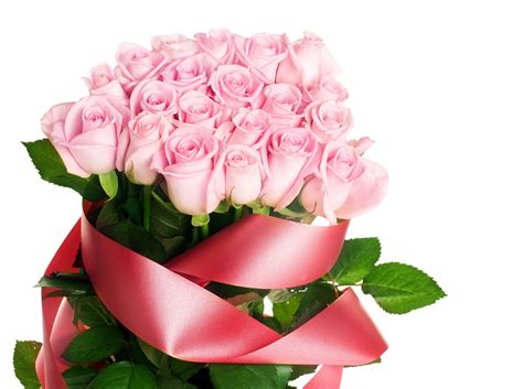 Roses Bouquets Pink Color Ribbon Hd Wallpaper Rare Gallery