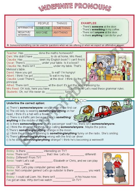 Indefinite Pronouns Esl Worksheet By Nuria08