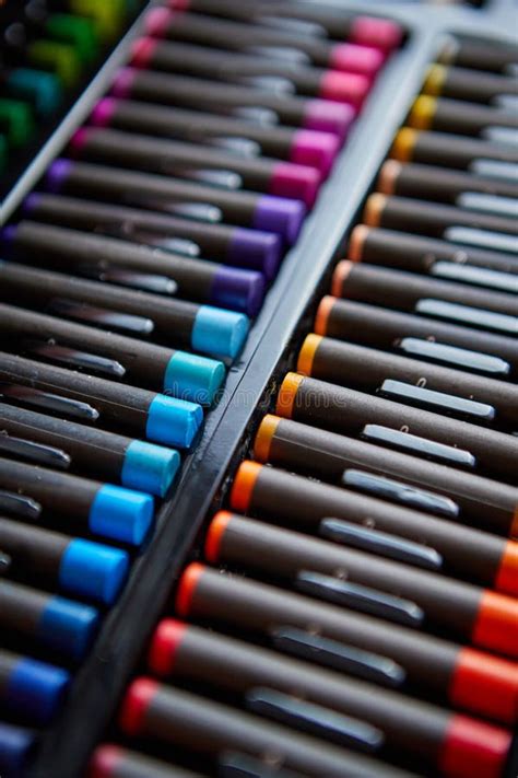 Rows Of Pencil Crayons Stock Image Image Of Crayon School 34733757