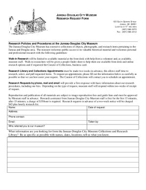 Fillable Online Juneau Douglas City Museum Research Request Form Fax