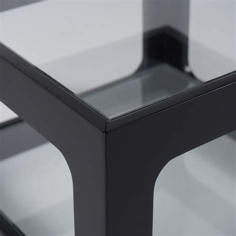 Modern Glass Side Table With 3 Tiers S Shaped End Table In Black