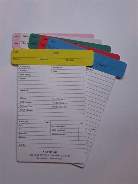 Used Car T Cards For Autotag Visual Planning Systems